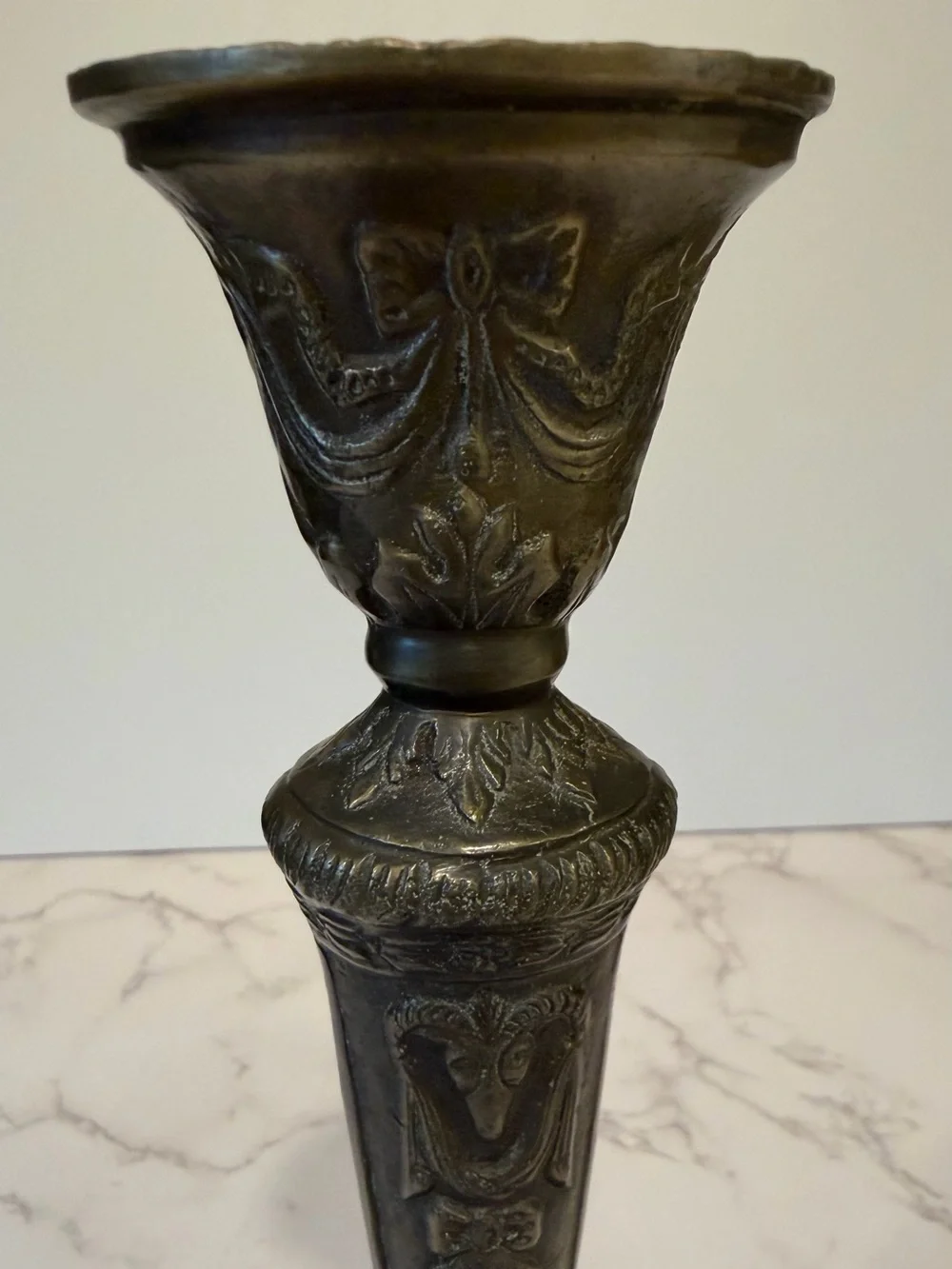 Vintage Brass Neoclassical Candlestick Candle Holder 10”